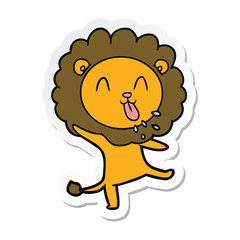 sticker of a happy cartoon lion