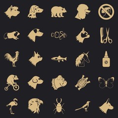 Dogs icons set. Simple set of 25 dogs icons for web for any design