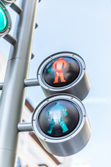 Pedestrian traffic light in red