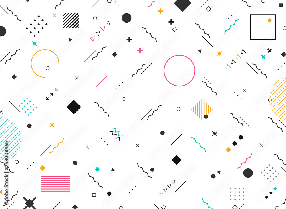 Poster abstract geometric shapes funky stile of colorful modern pattern background. you can use for modern 