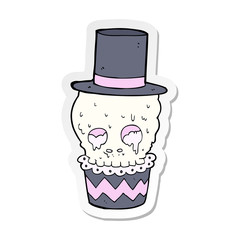 sticker of a spooky cupcake cartoon