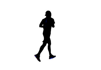 silhouette men run exercise