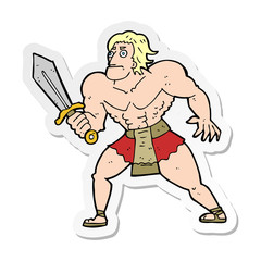 sticker of a cartoon fantasy hero man