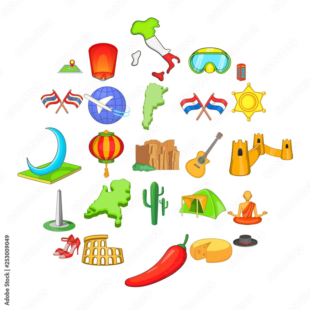 Aufkleber go icons set. cartoon set of 25 go vector icons for web isolated on white background