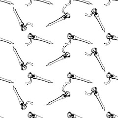 Shehnai Icon Seamless Pattern, Double-Reed Conical Oboe Of India, Music Instrument