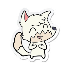 sticker of a happy cartoon fox