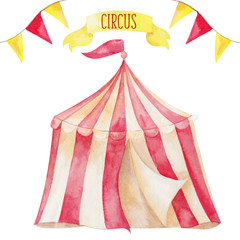 Watercolor illustration with cute circus animals © марина васильева