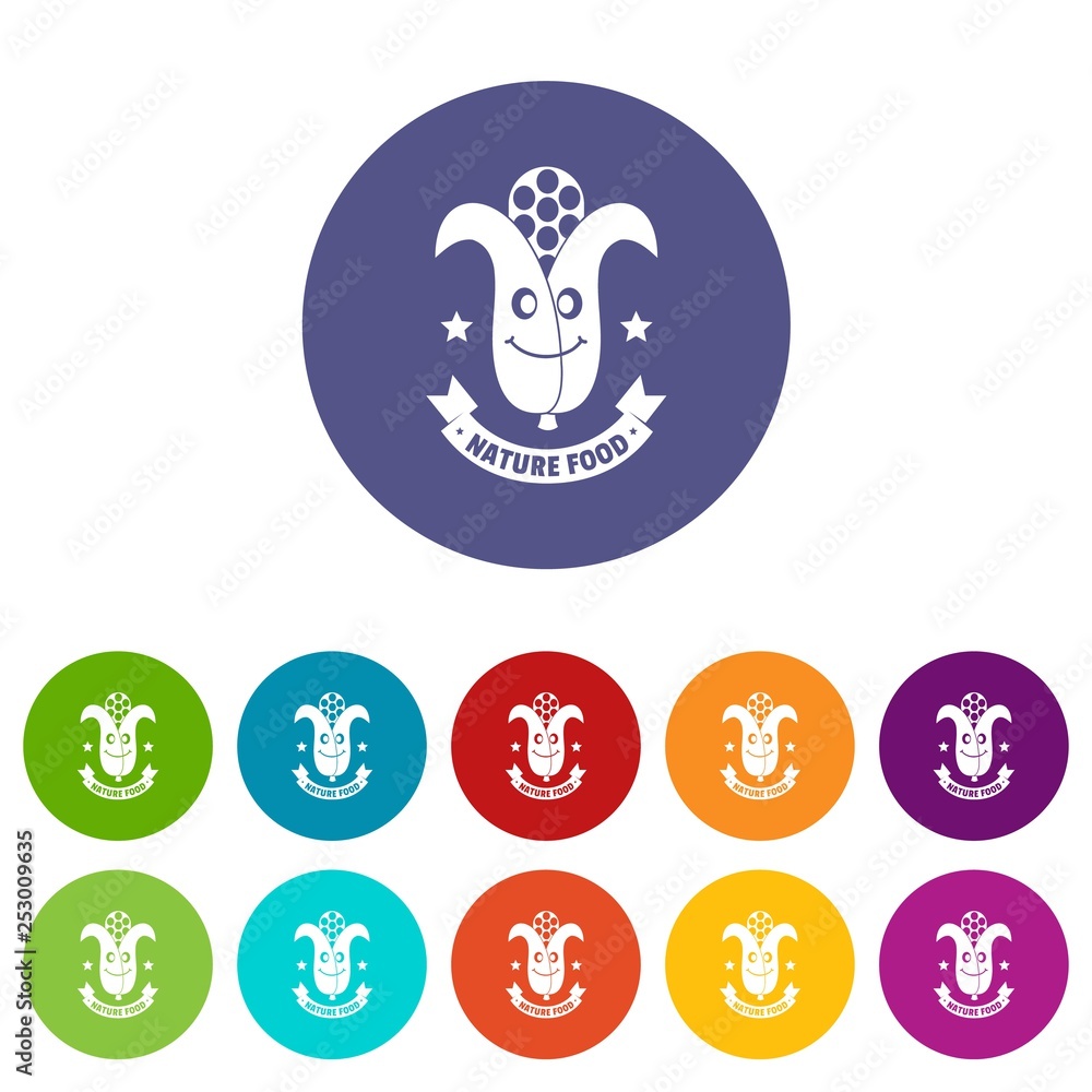 Poster corn icons color set vector for any web design on white background