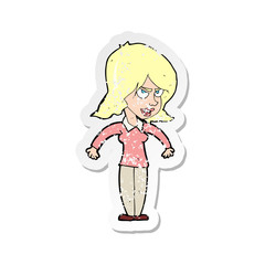 retro distressed sticker of a cartoon mean woman