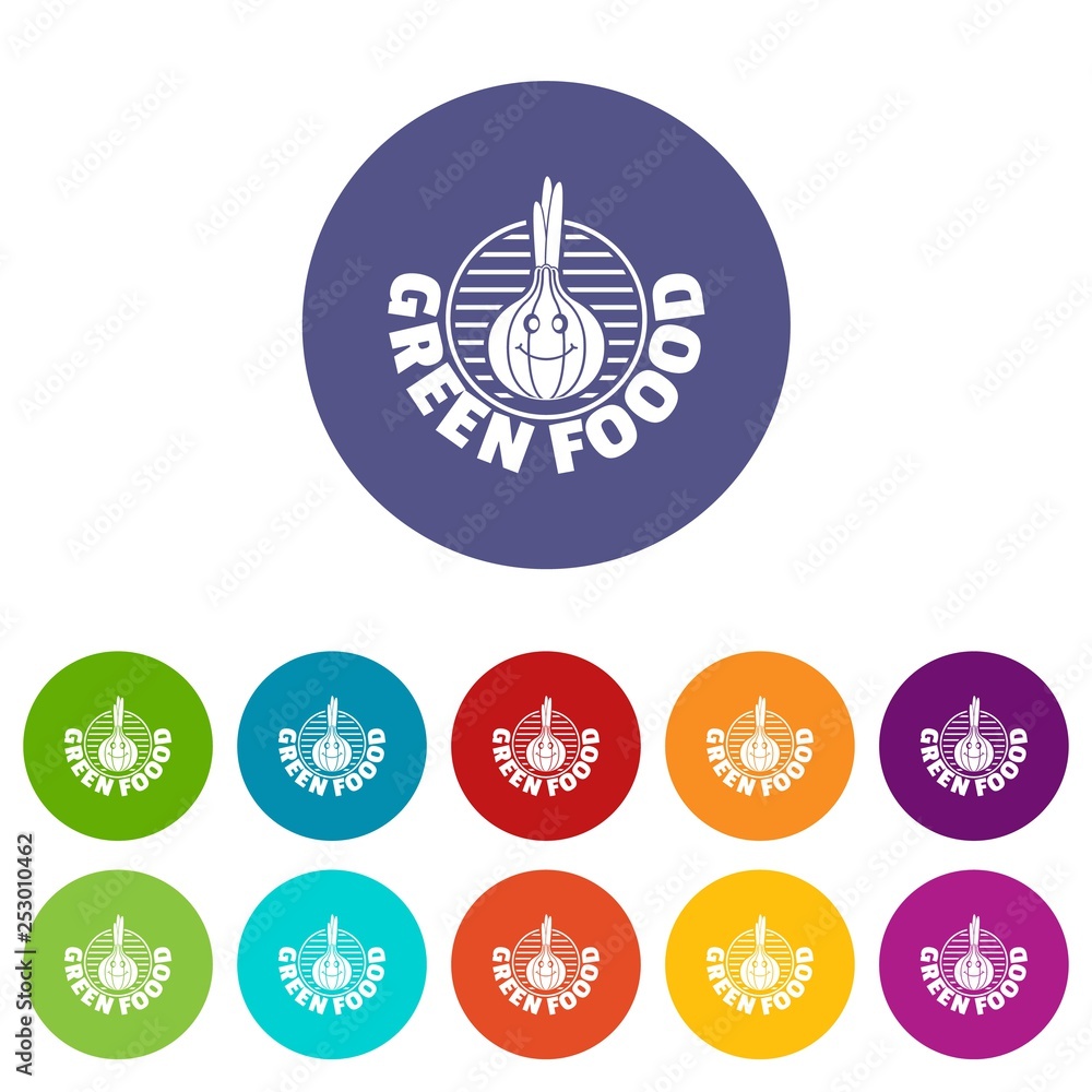 Poster onion icons color set vector for any web design on white background