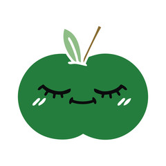 flat color retro cartoon juicy apple