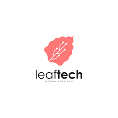 Leaf tech logo vector. Leaf and technology logo template