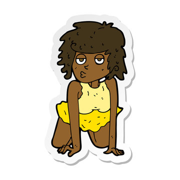 sticker of a cartoon woman doing pin-up pose