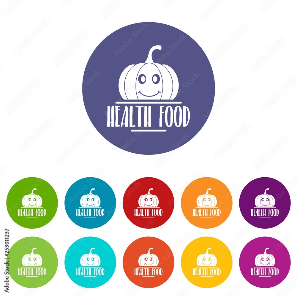Poster pumpkin icons color set vector for any web design on white background