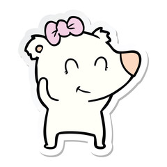sticker of a female polar bear cartoon
