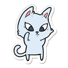 sticker of a confused cartoon cat