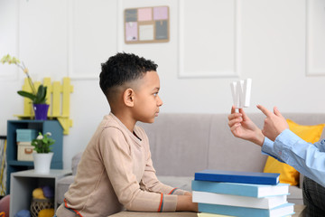 Little boy at speech therapist office