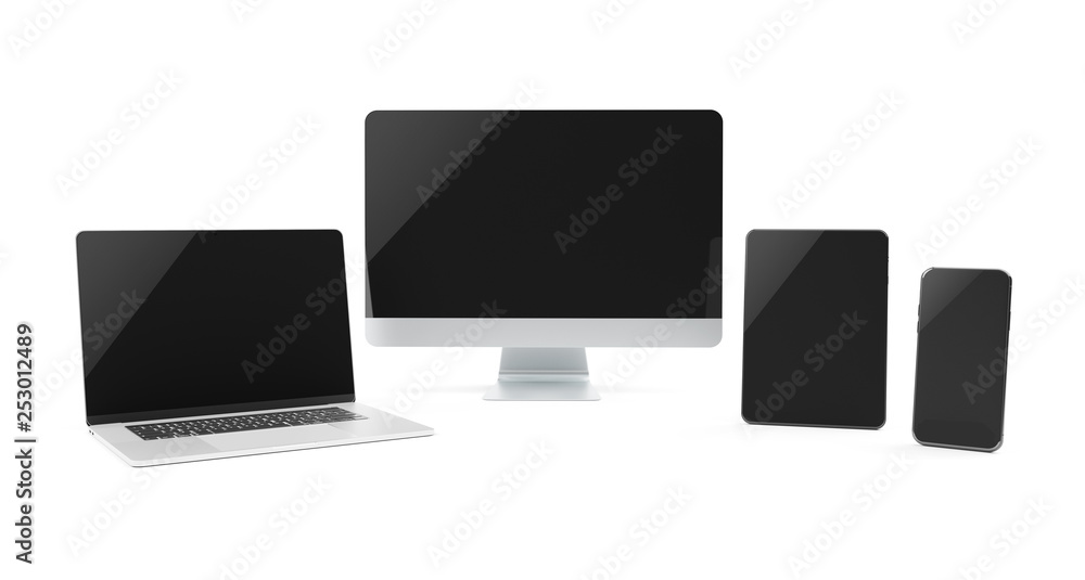 Aufkleber modern devices isolated on white background 3d rendering