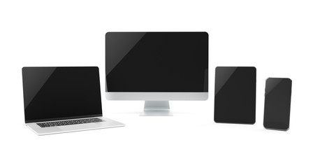 Modern devices isolated on white background 3D rendering