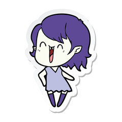 sticker of a cute cartoon happy vampire girl