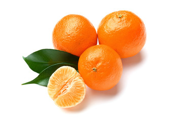 Tasty tangerines on white background