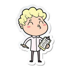 sticker of a cartoon man pouting