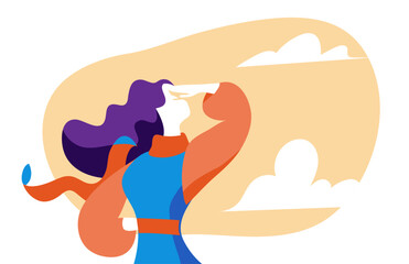 A woman is watching the future