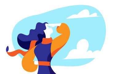 A woman is watching the future