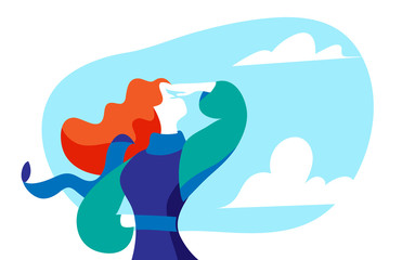 A woman is watching the future