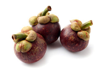 Tasty mangosteen fruit on white background