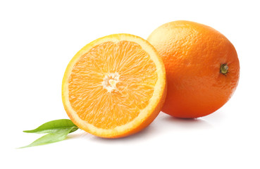 Tasty orange fruit on white background