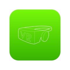 Virtual reality glasses icon green vector isolated on white background