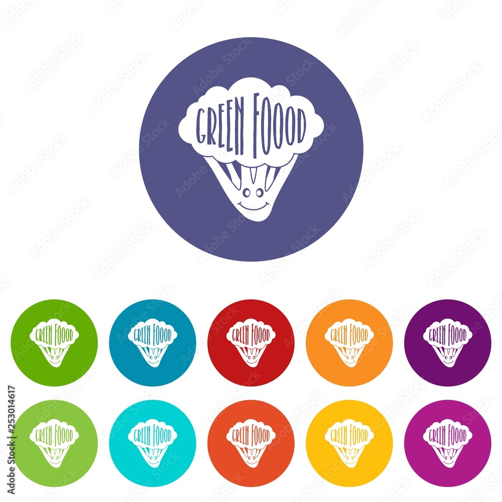 Poster salad icons color set vector for any web design on white background