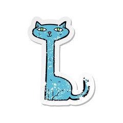 retro distressed sticker of a cartoon cat