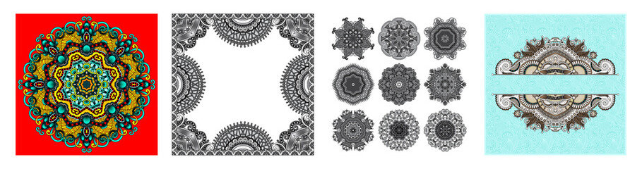 floral vintage frame, indian kalamkari ethnic style