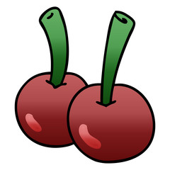 quirky gradient shaded cartoon cherries