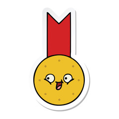 sticker of a cute cartoon gold medal