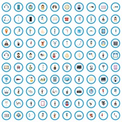 100 contact us icons set in cartoon style for any design vector illustration