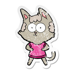 Obraz na płótnie Canvas distressed sticker of a happy cartoon cat