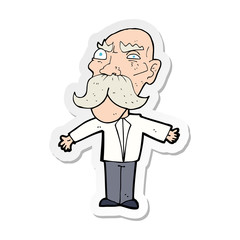 sticker of a cartoon angry old man