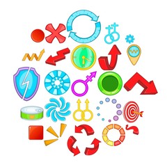 Arrow button icons set. Cartoon set of 25 arrow button icons for web isolated on white background