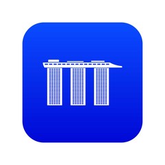 Marina Bay Sands Hotel, Singapore icon digital blue for any design isolated on white vector illustration