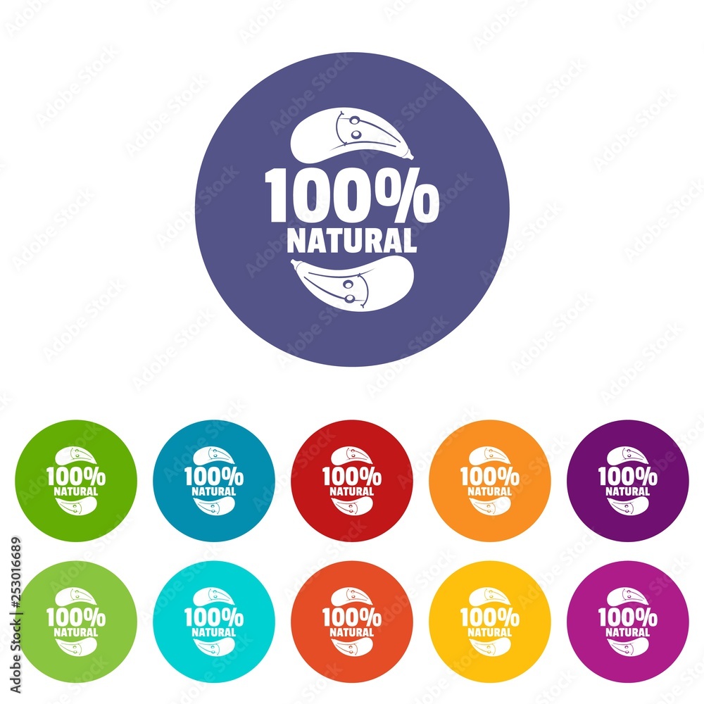 Poster eggplant icons color set vector for any web design on white background