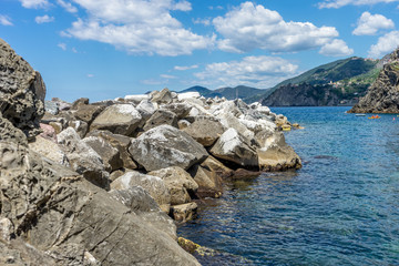 Fototapeta na wymiar Italy, Cinque Terre, Manarola, a rocky cliff by the water