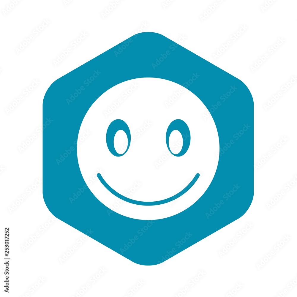 Poster smiling emoticon icon in simple style isolated on white background