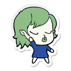 sticker of a cute cartoon vampire girl