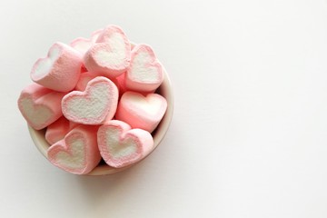 heart shaped candy on white background