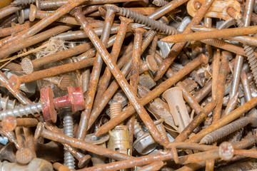 Rusty metal nails,Abstract metall background Rusty iron