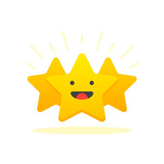 Iconic illustration of satisfaction level. Customer review give star. Positive feedback concept. Minimal flat design. Vector illustration.