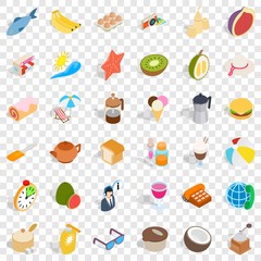 Food icons set. Isometric style of 36 food vector icons for web for any design